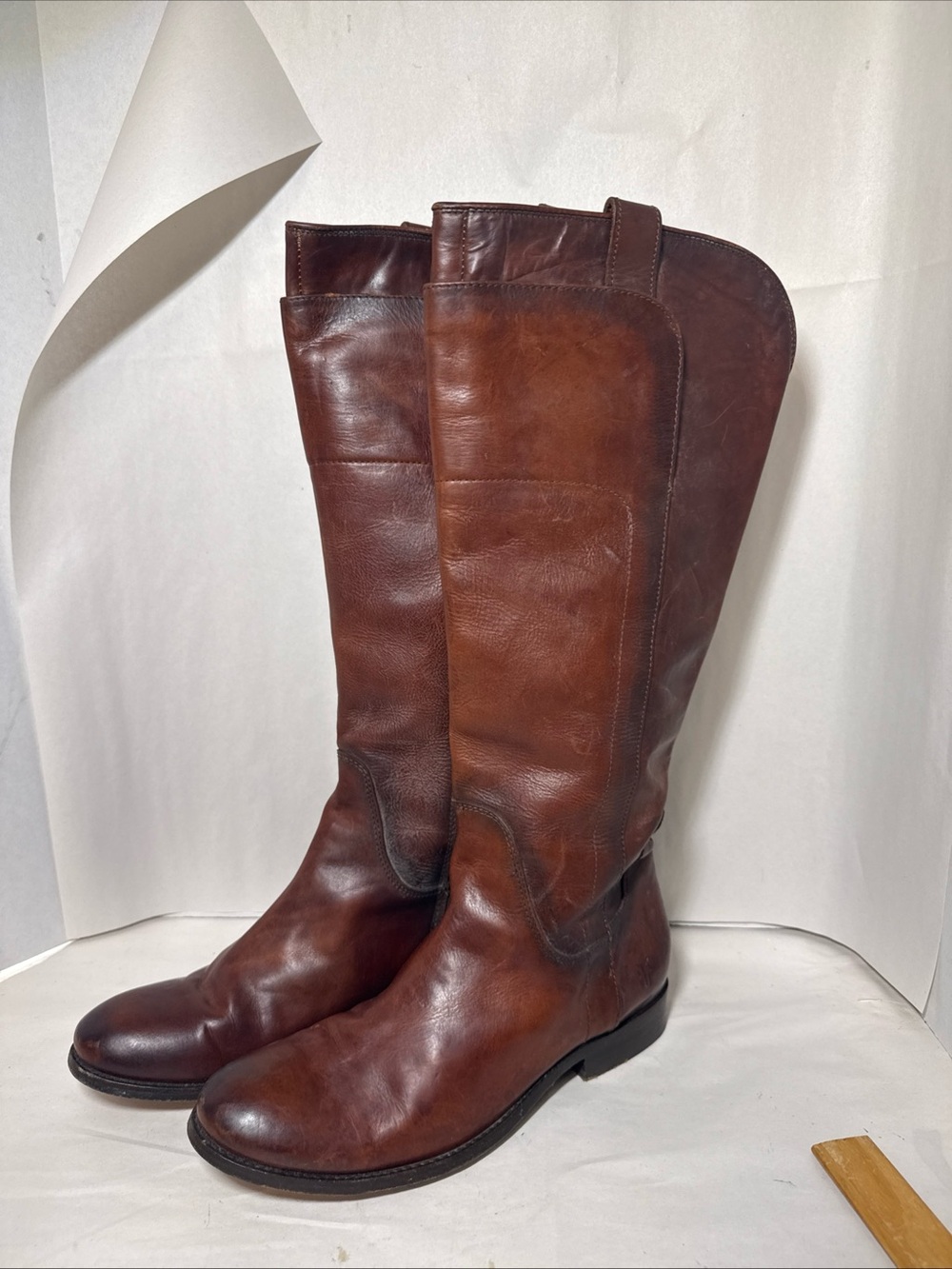Frye Tall Brown  Leather Riding Boots Size 9 B